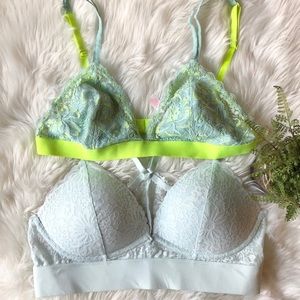 Lot 2 Victoria Secret PINK Bralettes Bra Lace M L